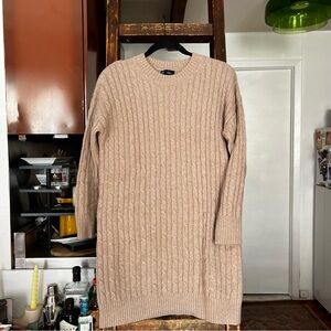 Women's Tan Cable Knit Sweater Dress